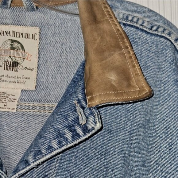 Banana Republic,  Jean Jacket w/ Leather Lined Collar, Unisex, Sz M - Picture 10 of 12